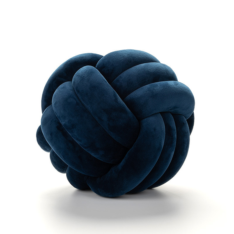 Nordic Fur Ball Pillow Three-strand Rope Knotted Hand-woven Velvet Cushion Knot Window Cushion - Image 5
