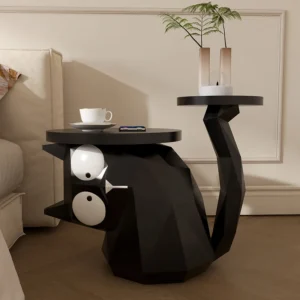 Home Decor Creative Cat Statue Side Tables Living Room Sofa Corner Table Cute Bedside Table Animal Sculptures Tray Storage Rack