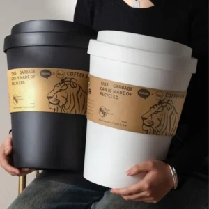 Creative Coffee Cup Themed Waste Container With Top Strong Plastic For Kitchen Office Bedroom Bathroom P9YB