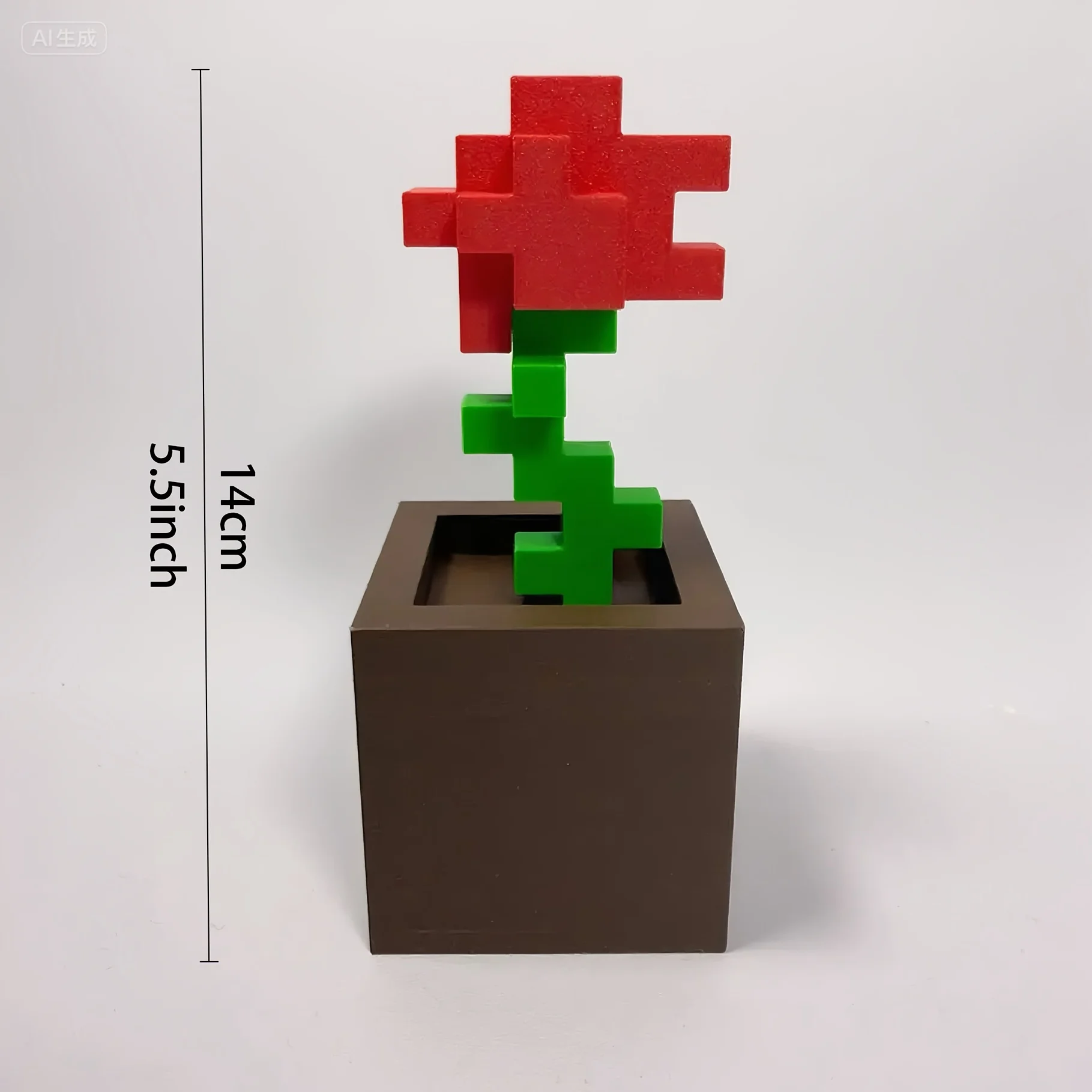 1 Piece Pixel Rose Flower Ornament, 3D Printed Unique Flower Decoration, Plastic Product, Suitable for Bedside Table, Desktop - Image 3