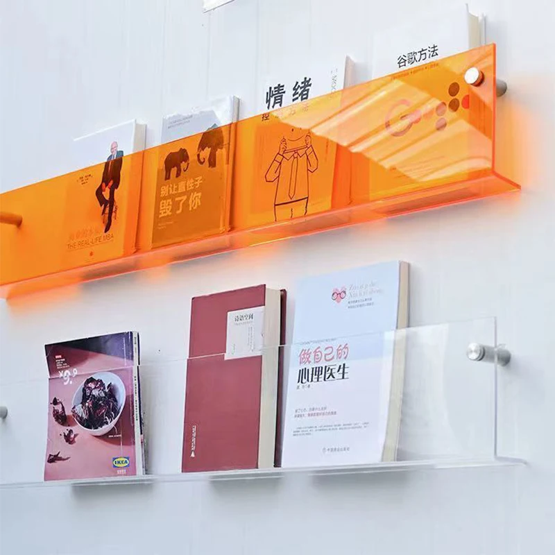 New 1PC Magazine Storage Rack Children's Picture Book Newspapers Records Wall Mounted Shelf Transparent Acrylic Wall Decoration - Image 2