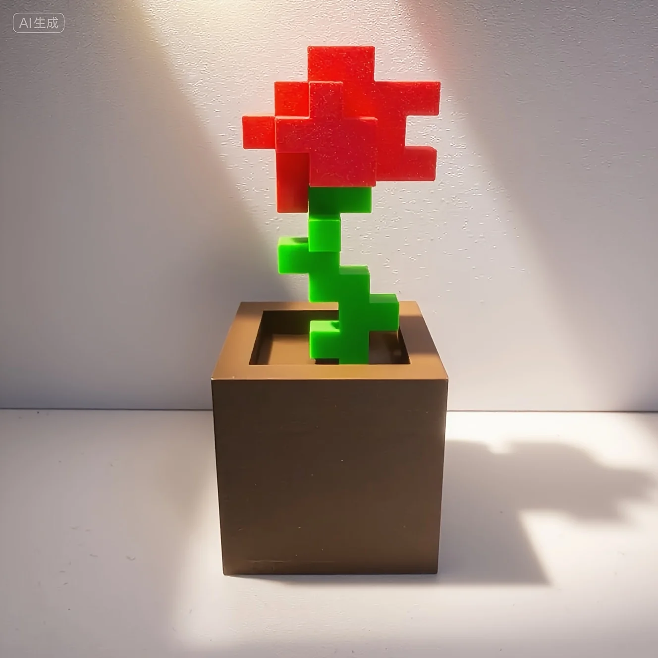 1 Piece Pixel Rose Flower Ornament, 3D Printed Unique Flower Decoration, Plastic Product, Suitable for Bedside Table, Desktop - Image 4