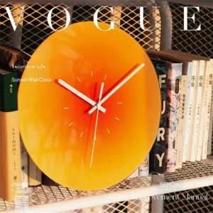 Nordic Sunset Wall Clock Celebrity Ins Light Luxury Living Room Punch-free Creative Decoration Mute Simple Glass Clock