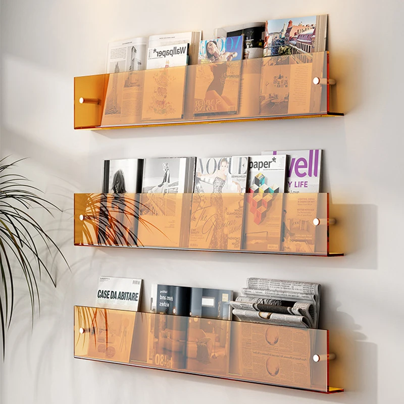 New 1PC Magazine Storage Rack Children's Picture Book Newspapers Records Wall Mounted Shelf Transparent Acrylic Wall Decoration - Image 6