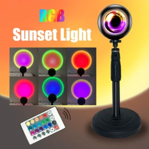 Led Sunset Projector Night Light 16 Colors Changing Rainbow Sun Aura Led Atmosphere Projection Lamp Background Wall Decoration