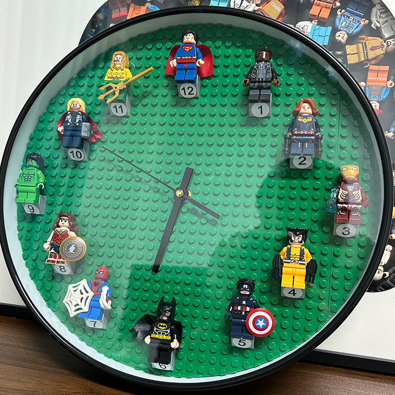 Children's Room DIY Wall Clock Clock Decoration Plastic Cartoon Silent Boy Birthday Gift Pointer Building Block Wall Clock - Image 4
