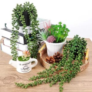 Amazon cross-border artificial fake hanging plants, artificial succulent lover's tear fake plants, pearl string Buddhist bead potted plants