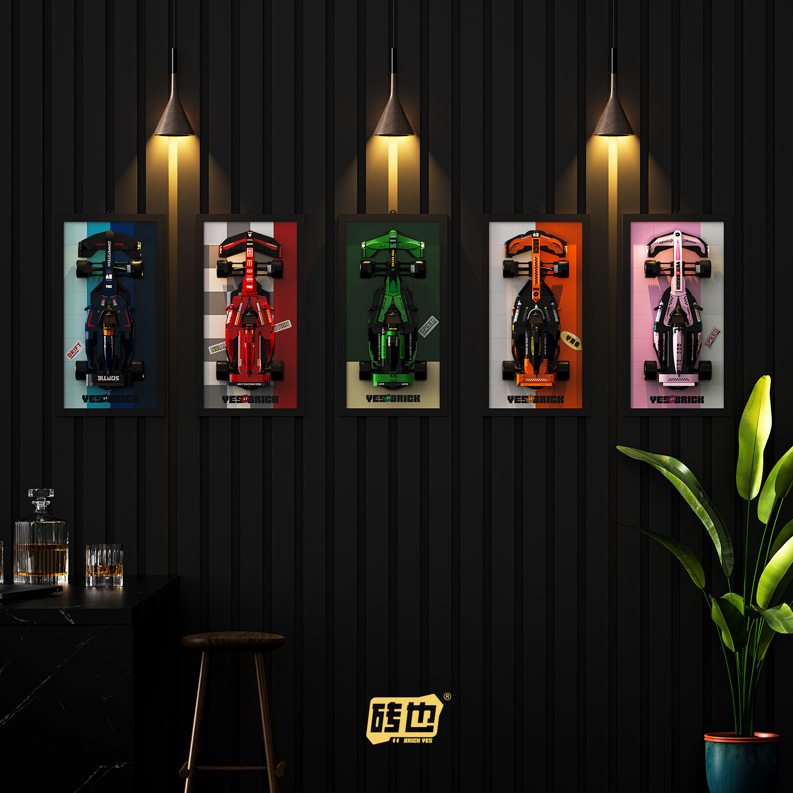 F1 building block model car bricks are also small particles assembled toy ornaments 2228-2232 racing wall decoration dropship