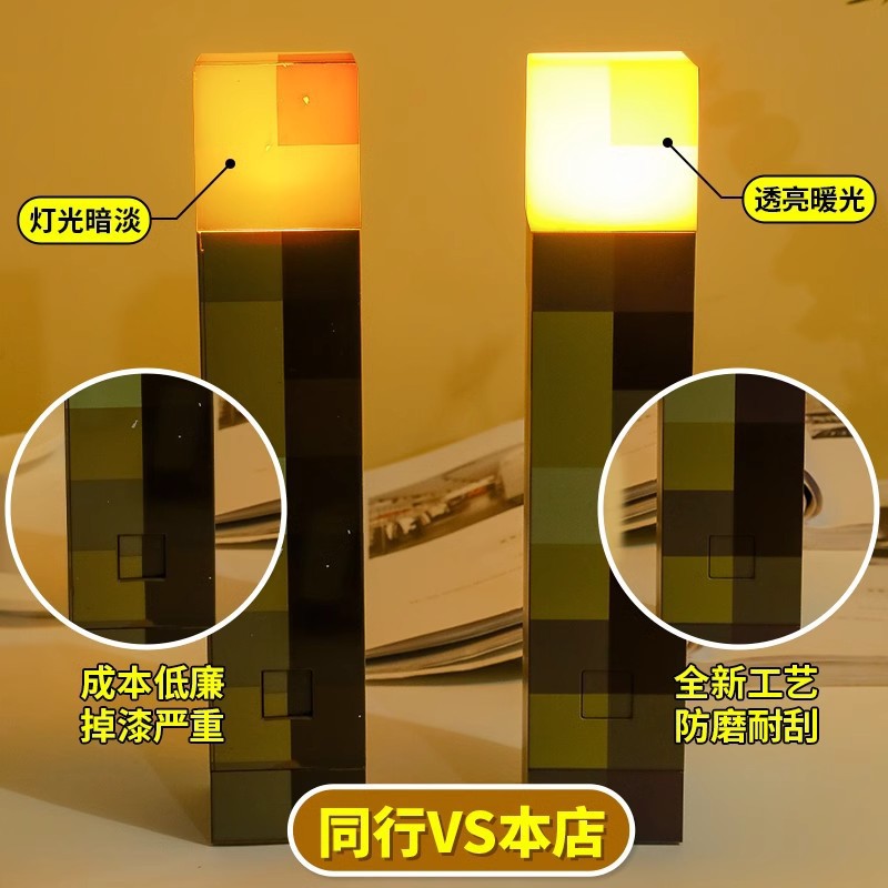 minecraft torch lamp, wall lamp, night light, bedside atmosphere light, boy birthday gift, night dormitory lamp, toy - Image 2