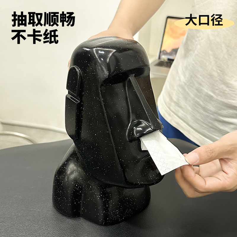 Moai statue stone tissue drawer tissue tube about napkin storage mouth tissue box decoration - Image 3