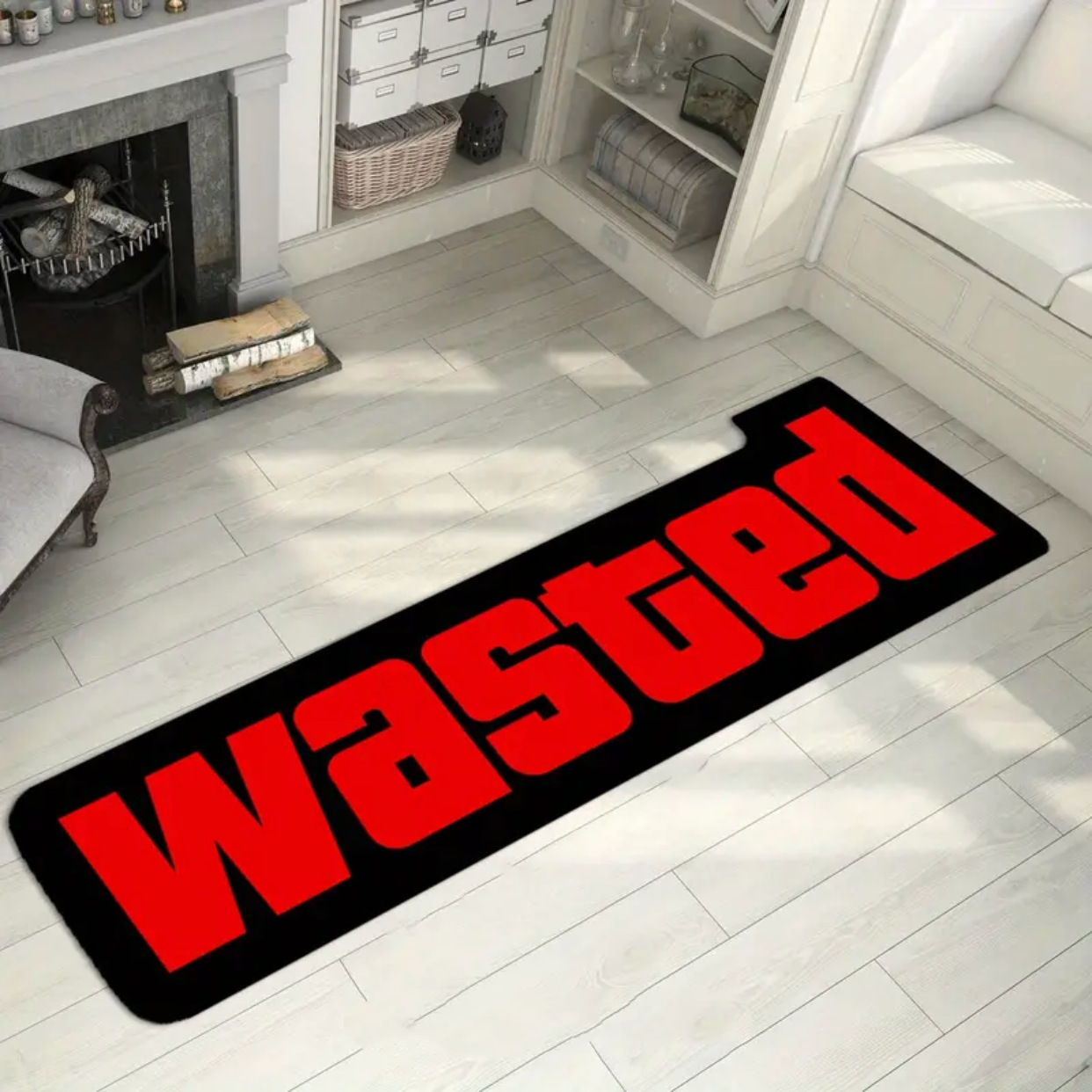 Nordic ins style imitation cashmere strip letter rug classic car sticker trendy floor mat living room bathroom bedroom floor mat - Image 3