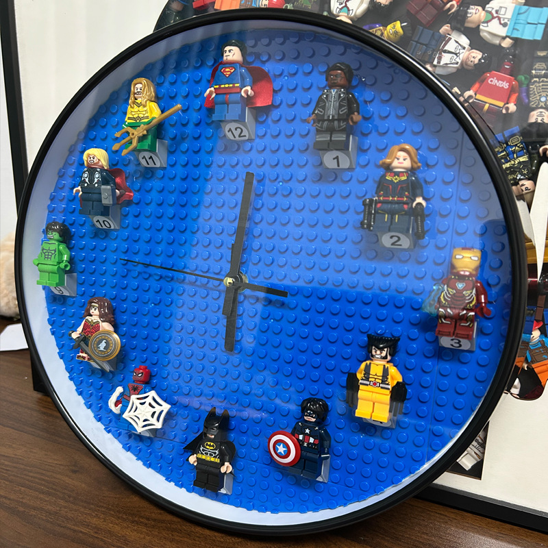 Children's Room DIY Wall Clock Clock Decoration Plastic Cartoon Silent Boy Birthday Gift Pointer Building Block Wall Clock - Image 3