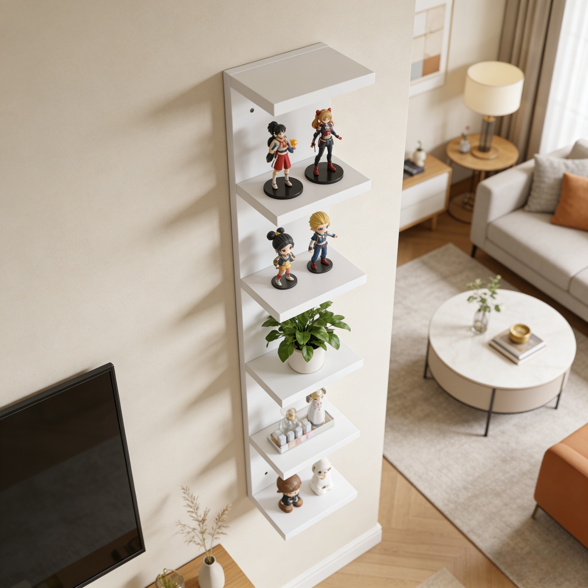 Wall storage racks, support panels, suspended straight-line walls, TV background walls, display racks, decorative shelves - Image 5
