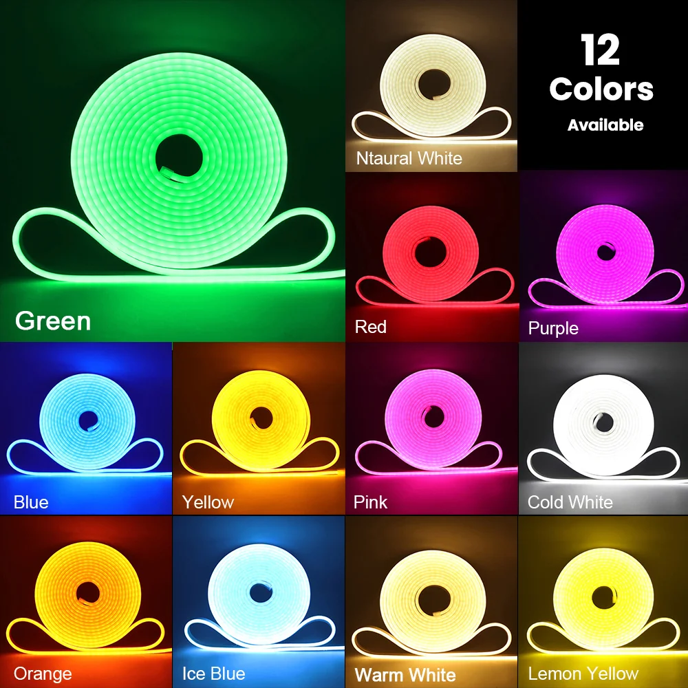 DC 12V 24V LED Neon Strip Light Neon Sign Waterproof Silicone Rope Lights Flexible Lamp Home Decoration with 2pin Wire 9 Colors - Image 5