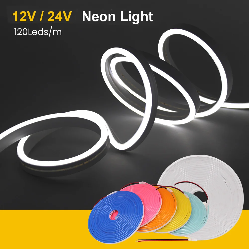 DC 12V 24V LED Neon Strip Light Neon Sign Waterproof Silicone Rope Lights Flexible Lamp Home Decoration with 2pin Wire 9 Colors - Image 3