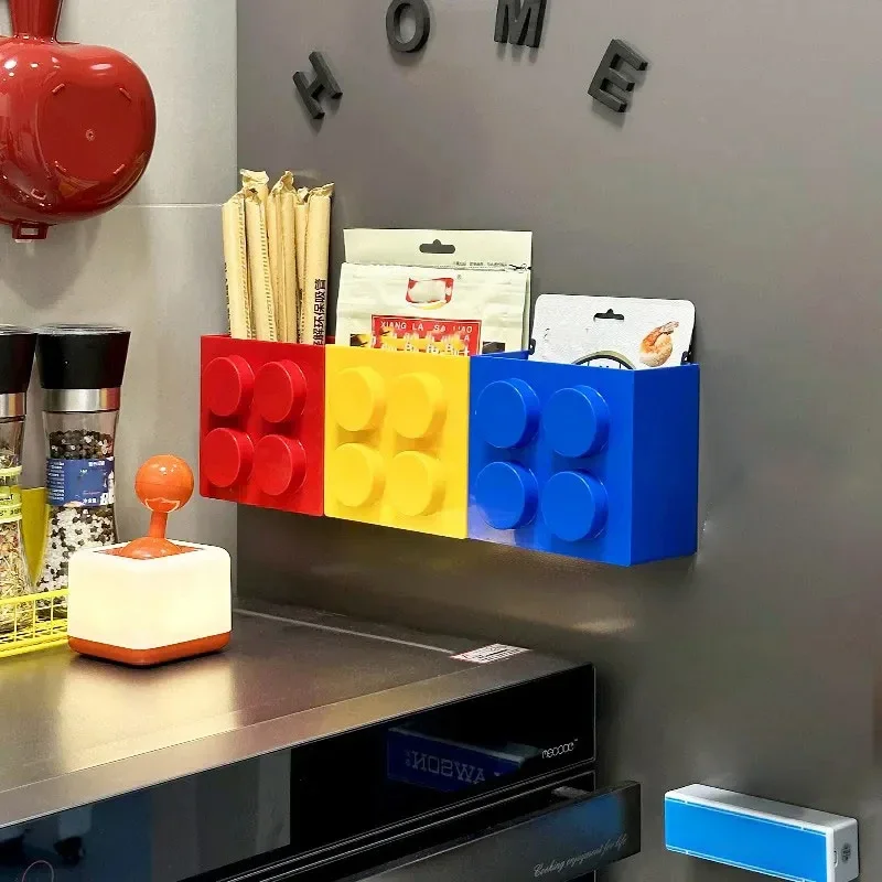 Magnetic Refrigerator Storage Box Tableware Container Creative Block-shaped Kitchen Organizer Holiday Themed Decor Tools - Image 4